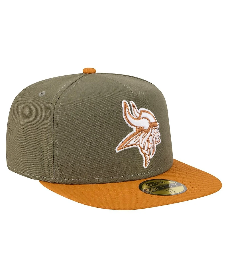 New Era Men's Olive/Brown Minnesota Vikings Color Pack A-Frame 59FIFTY Fitted Hat