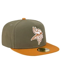 New Era Men's Olive/Brown Minnesota Vikings Color Pack A-Frame 59FIFTY Fitted Hat