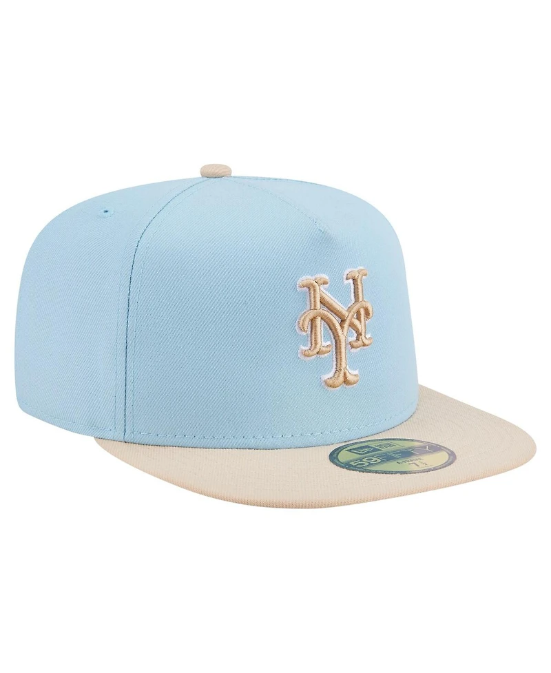New Era Men's Light Blue/Cream York Mets Two-Tone Color Pack A-Frame 59FIFTY Fitted Hat