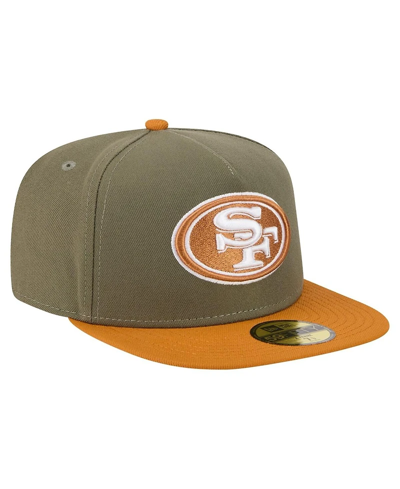 New Era Men's Olive/Brown San Francisco 49ers Color Pack A-Frame 59FIFTY Fitted Hat