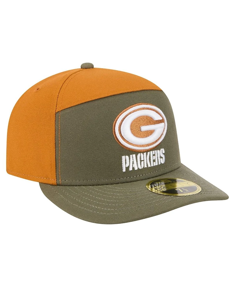 New Era Men's Olive/Brown Green Bay Packers Two-Tone Color Pack Split Panel 59FIFTY Fitted Hat
