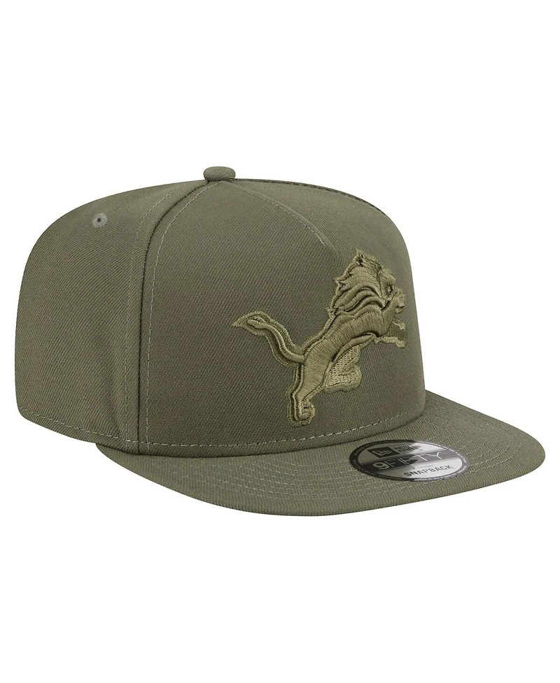 New Era Men's Olive Detroit Lions Color Pack A-Frame 9FIFTY Snapback Hat