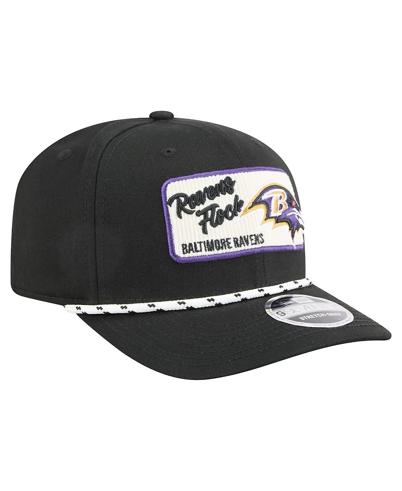 New Era Men's Black Baltimore Ravens Chant 9SEVENTY Stretch snap Hat
