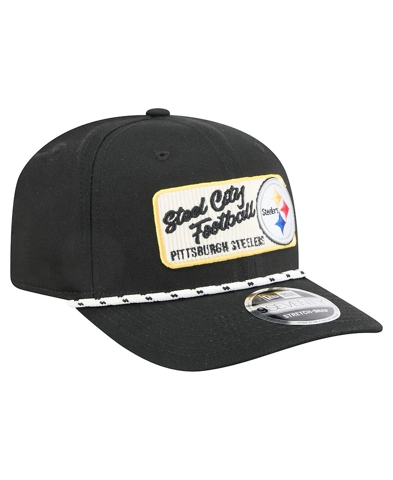 New Era Men's Black Pittsburgh Steelers Chant 9SEVENTY Stretch snap Hat