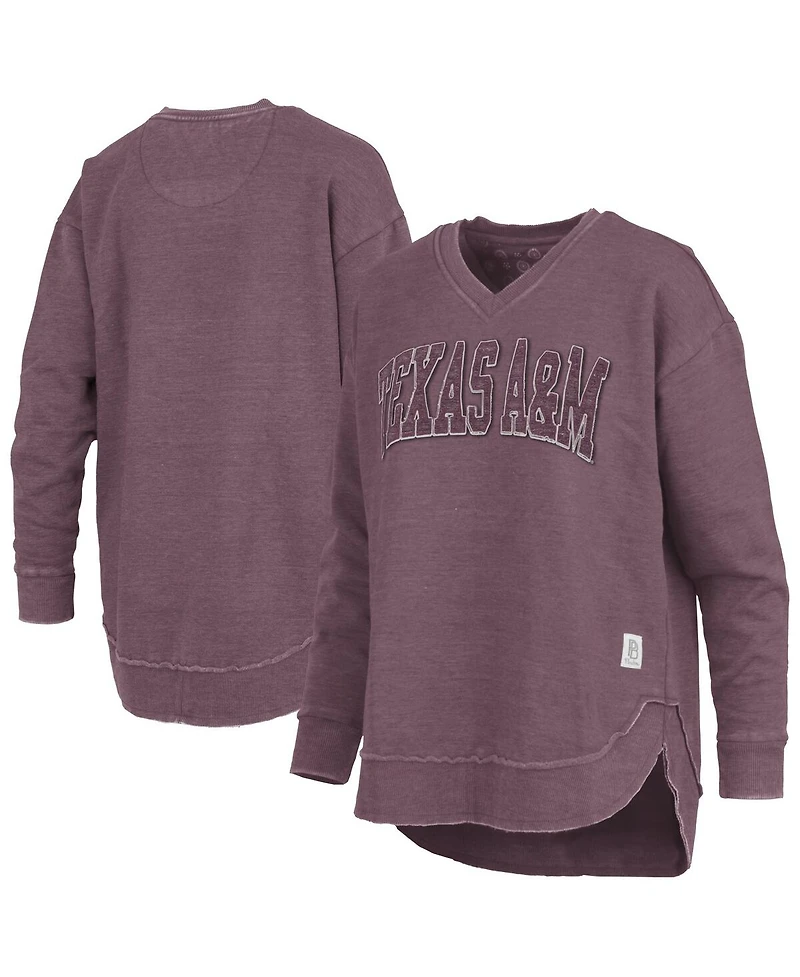 Pressbox Women's Maroon Texas A&M Aggies Westin Poncho V-Neck Pullover Sweatshirt