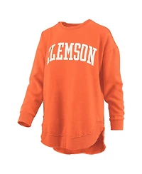 Pressbox Women's Orange Clemson Tigers Melange Poncho Vintage Fleece Long Sleeve Pullover Sweatshirt