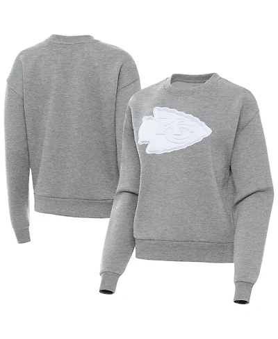 Antigua Women's Heather Gray Kansas City Chiefs Victory Pullover Sweatshirt