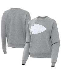 Antigua Women's Heather Gray Kansas City Chiefs Victory Pullover Sweatshirt