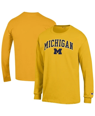 Champion Men's Maize Michigan Wolverines Arch Over Logo Long Sleeve T-Shirt