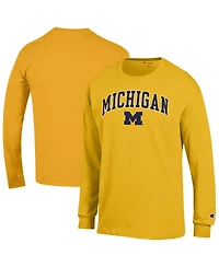 Champion Men's Maize Michigan Wolverines Arch Over Logo Long Sleeve T-Shirt