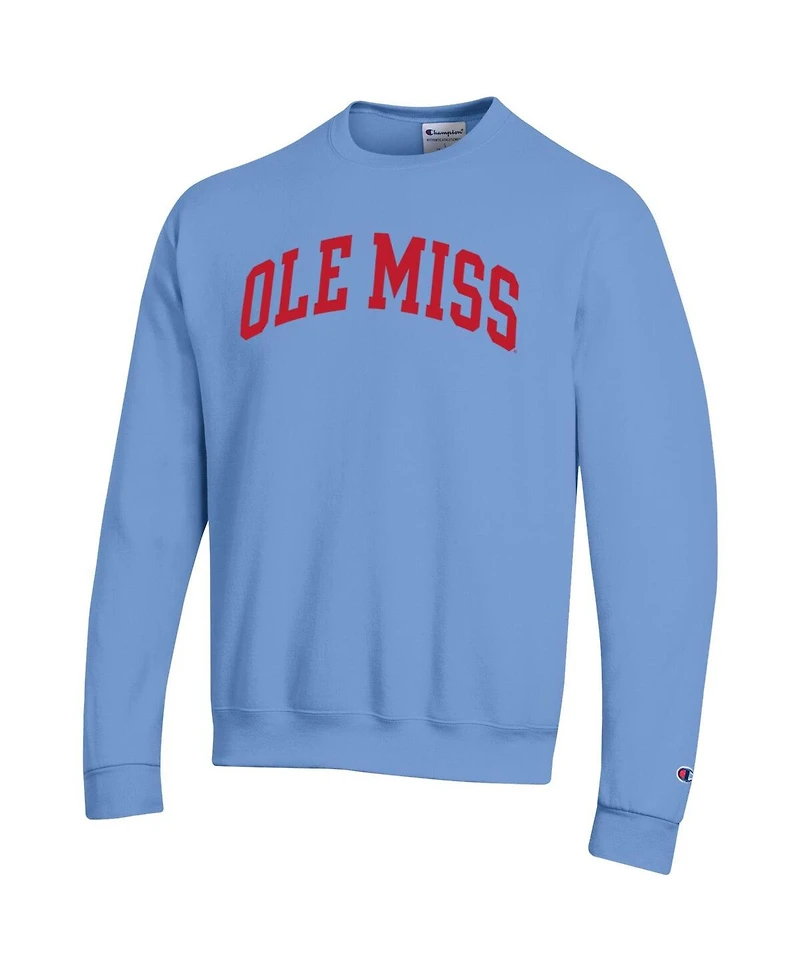 Champion Men's Powder Blue Ole Miss Rebels Basic Arch Fleece Pullover Sweatshirt