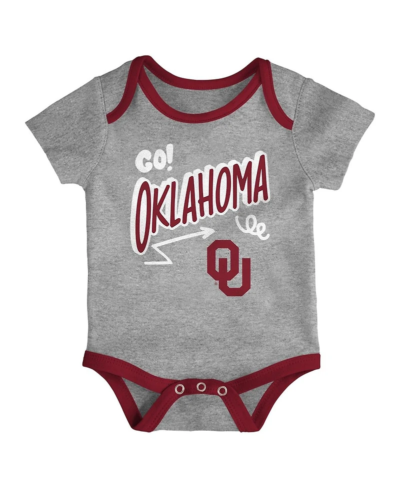 Outerstuff Baby Boys and Girls Oklahoma Sooners 3-Pack All Day Play Bodysuit Set