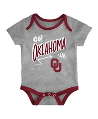 Outerstuff Baby Boys and Girls Oklahoma Sooners 3-Pack All Day Play Bodysuit Set