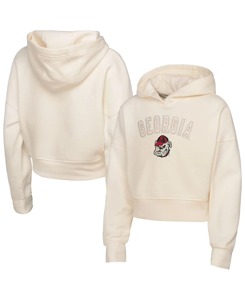 Outerstuff Big Boys and Girls Cream Georgia Bulldogs Oversized Blitz Cropped Pullover Hoodie
