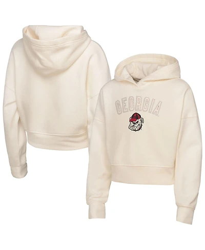 Outerstuff Big Boys and Girls Cream Georgia Bulldogs Oversized Blitz Cropped Pullover Hoodie