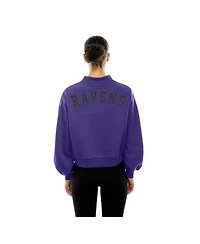 New Era Women's Purple Baltimore Ravens Sport Night Mock Neck Balloon Sleeve Pullover Sweatshirt
