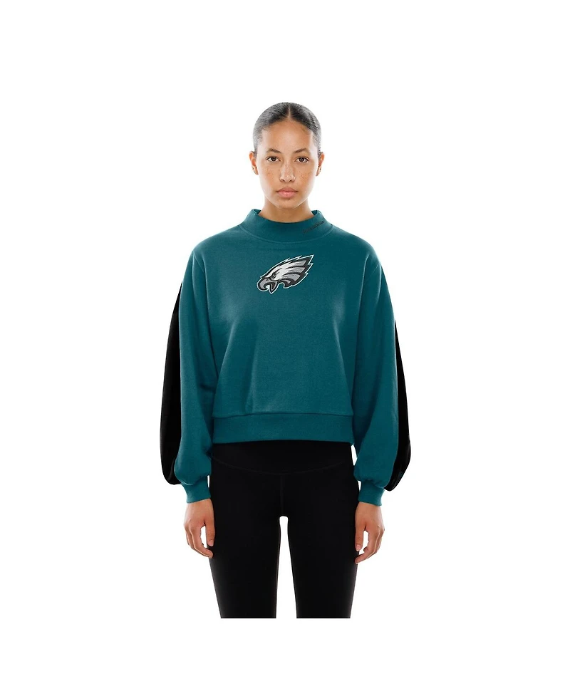 New Era Women's Midnight Green Philadelphia Eagles Sport Night Mock Neck Balloon Sleeve Pullover Sweatshirt