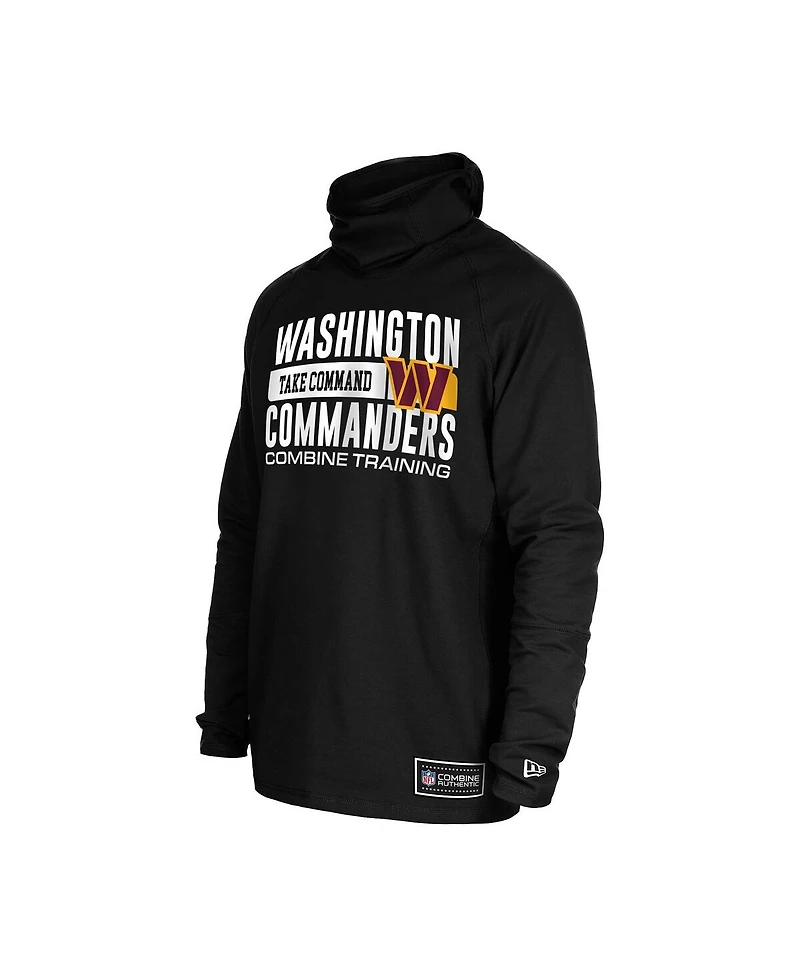 New Era Men's Black Washington Commanders Functional Fandom Balaclava Helmet Stripe Tri-Blend Hoodie