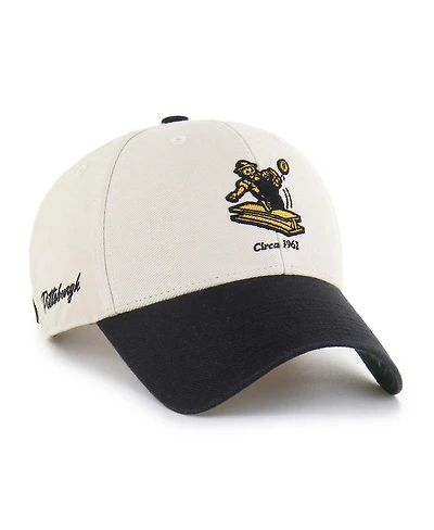 '47 Brand Men's Cream/Black Pittsburgh Steelers Fairfield Mvp Throwback Adjustable Hat