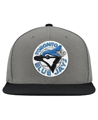 Mitchell Ness Men's Gray Toronto Blue Jays Cooperstown Collection Basic Flip Snapback Hat