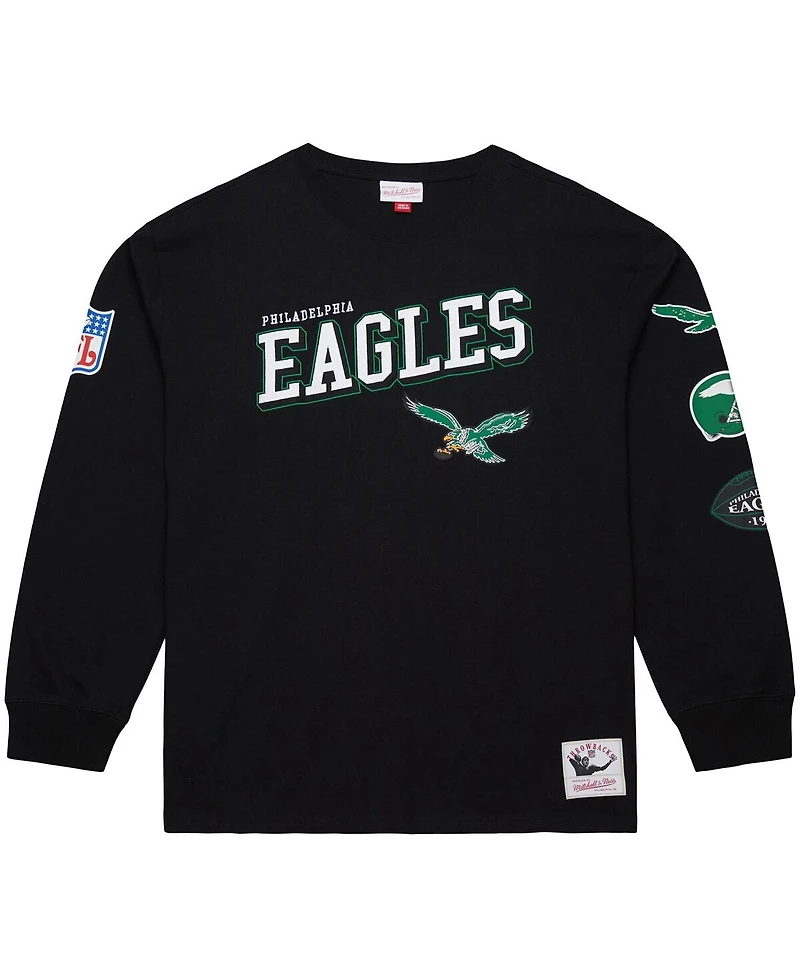 Mitchell & Ness Men's Black Philadelphia Eagles Training Camp Vintage Logos Long Sleeve T-Shirt