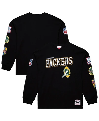 Mitchell & Ness Men's Black Green Bay Packers Training Camp Vintage Logos Long Sleeve T-Shirt