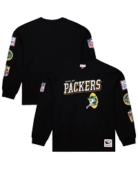 Mitchell & Ness Men's Black Green Bay Packers Training Camp Vintage Logos Long Sleeve T-Shirt