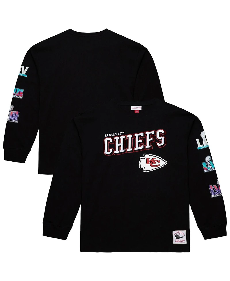 Mitchell & Ness Men's Black Kansas City Chiefs Training Camp Vintage Logos Long Sleeve T-Shirt