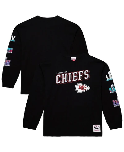 Mitchell & Ness Men's Black Kansas City Chiefs Training Camp Vintage Logos Long Sleeve T-Shirt