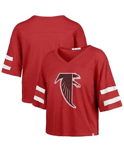 '47 Brand Women's Red Atlanta Falcons Premier Scout Cropped V-Neck T-Shirt