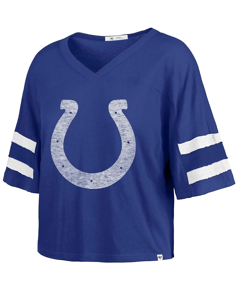 '47 Brand Women's Royal Indianapolis Colts Premier Scout Cropped V-Neck T-Shirt