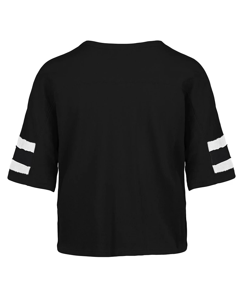 47 Brand Women's Black Indiana Hoosiers Premier Scout Sleeve Stripe Relaxed Dolman T-Shirt