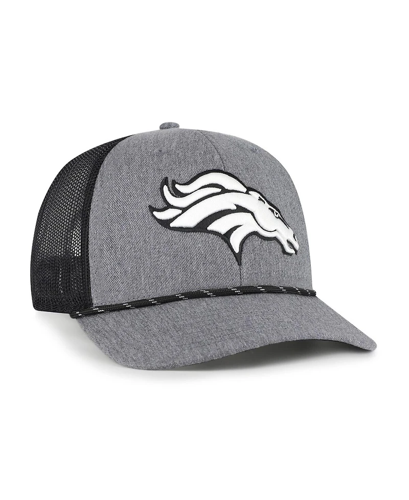 '47 Brand Men's Heather Charcoal Denver Broncos Carbon Rope Trucker Adjustable Hat