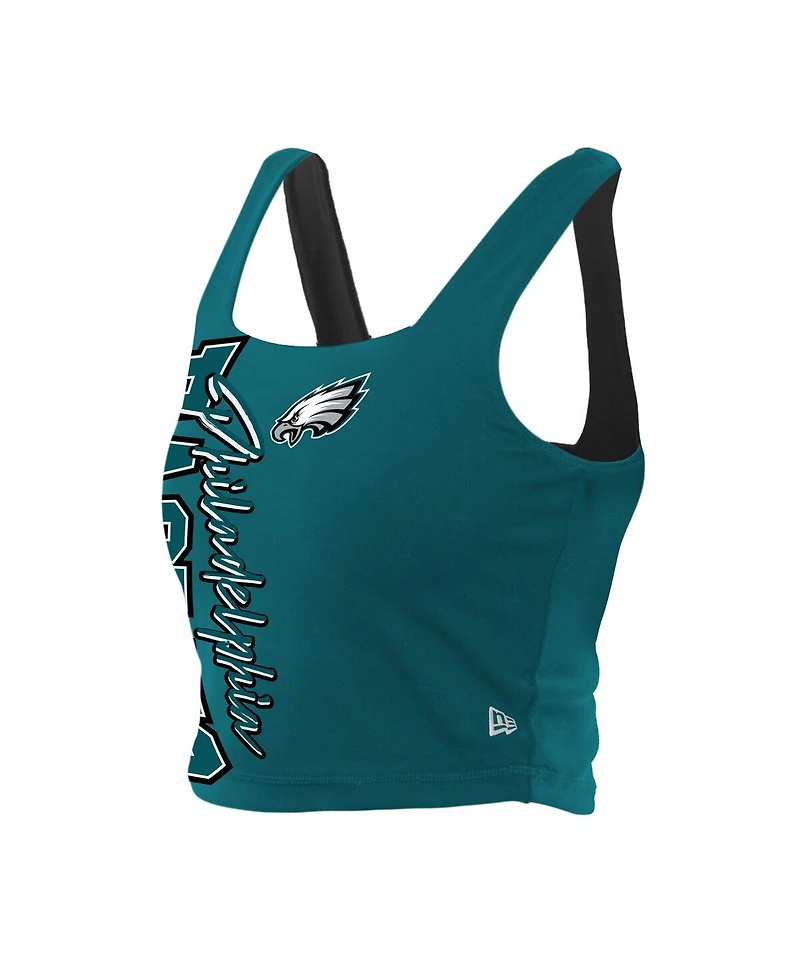 New Era Women's Midnight Green/Black Philadelphia Eagles Reversible Cropped Sport Classics Tank Top
