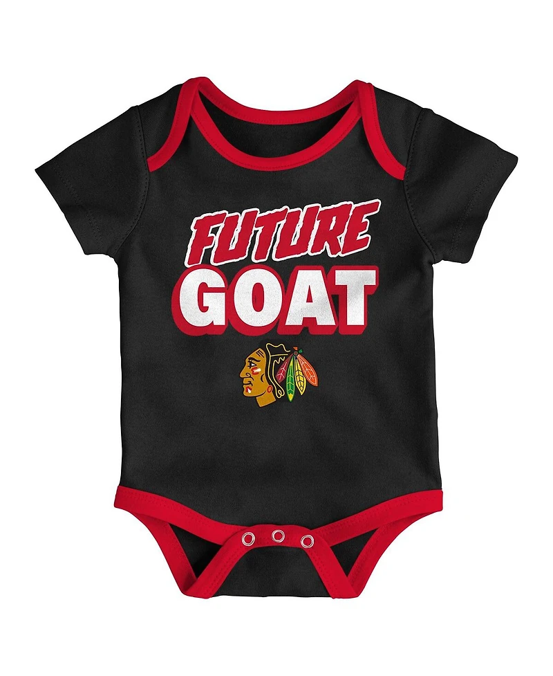Outerstuff Newborn 3-Pack Chicago Blackhawks Loyal Buddies Bodysuit Set