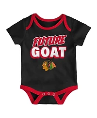 Outerstuff Newborn 3-Pack Chicago Blackhawks Loyal Buddies Bodysuit Set