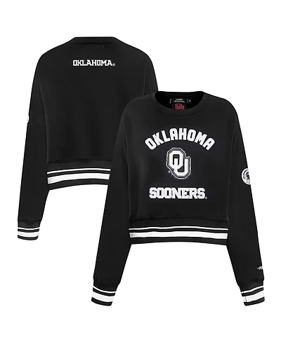 Pro Standard Women's Black Oklahoma Sooners Cropped Pullover Sweatshirt