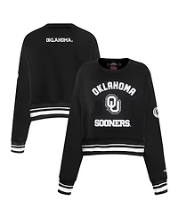 Pro Standard Women's Black Oklahoma Sooners Cropped Pullover Sweatshirt