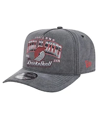 New Era Men's Charcoal Portland Trail Blazers Throwback Washed Pre-Curved 9FIFTY Snapback Hat