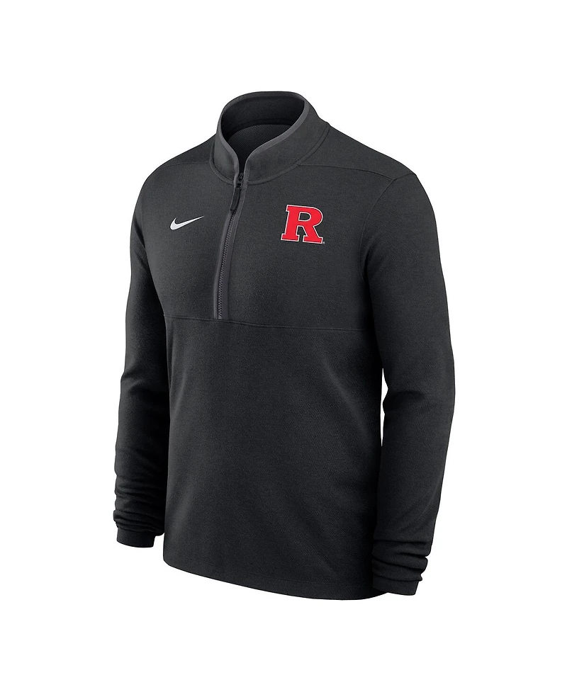 Nike Men's Black Rutgers Scarlet Knights Dri-fit Victory Quarter-Zip Pullover Hoodie