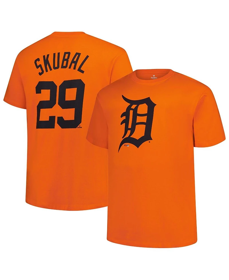 Fanatics Men's Tarik Skubal Orange Detroit Tigers Big Tall Name Number T-Shirt