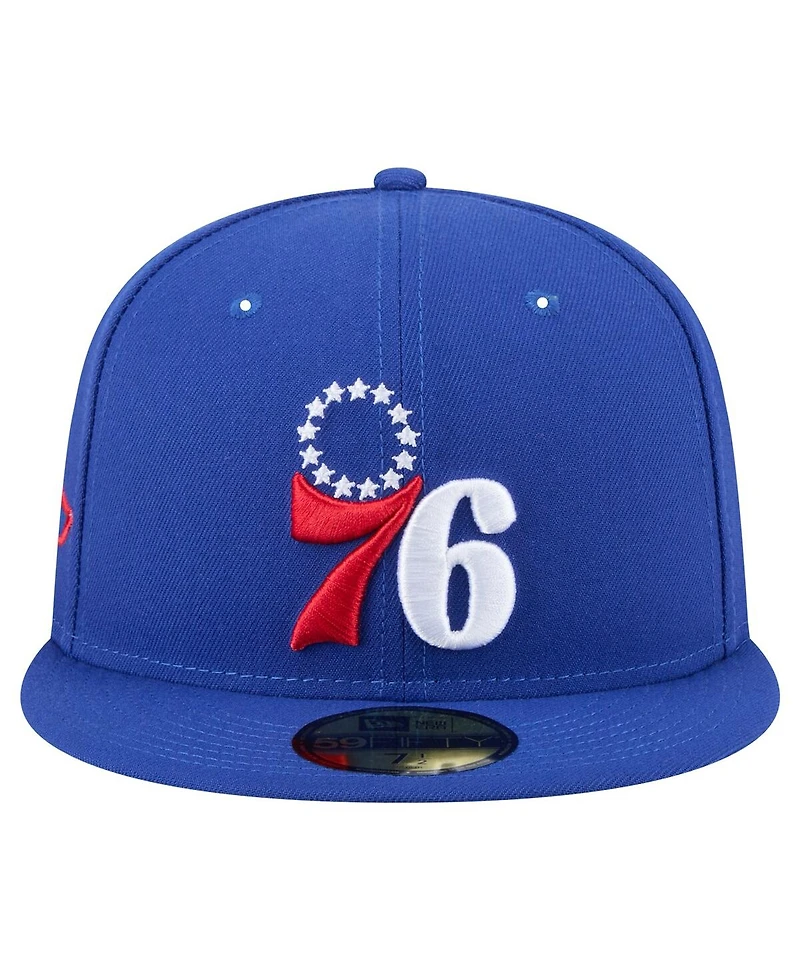 New Era Men's Royal Philadelphia 76ers Throwback Pennant 59FIFTY Fitted Hat