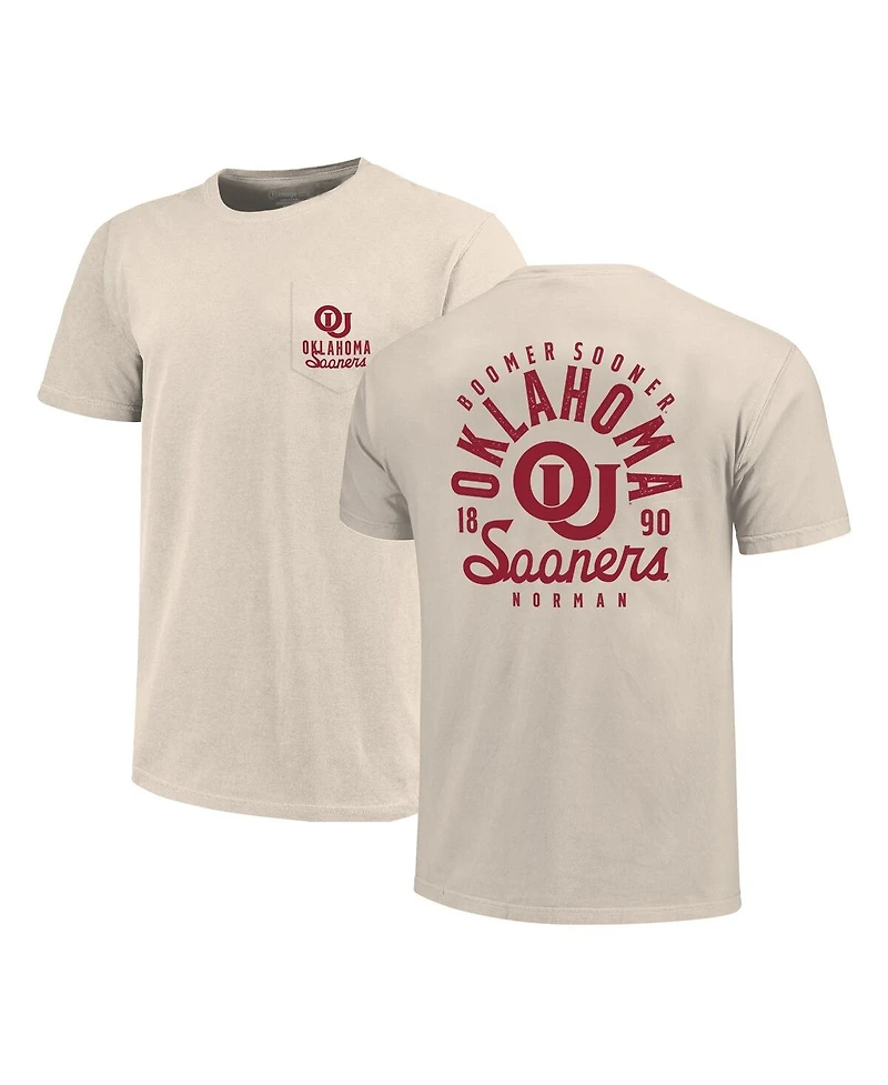 Image One Men's Cream Oklahoma Sooners Big Tall Mascot Overlay Essential Pocket T-Shirt