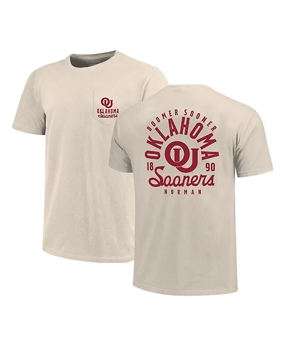 Image One Men's Cream Oklahoma Sooners Big Tall Mascot Overlay Essential Pocket T-Shirt
