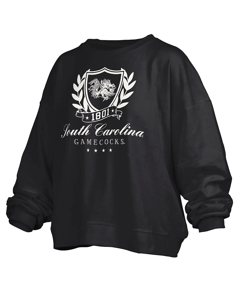 Pressbox Women's Black South Carolina Gamecocks Big Aug Script Janice Oversized Pullover Sweatshirt