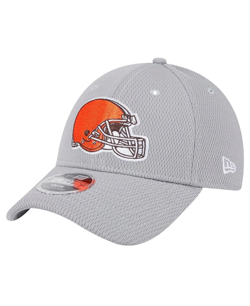 New Era Big Boys and Girls Gray Cleveland Browns Main 9FORTY Adjustable Hat