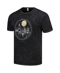 Mad Engine Men's and Women's Black Harry Potter Hogwarts Line Art Graphic T-Shirt