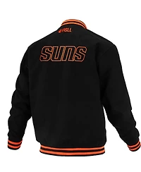 Fisll Men's and Women's Black Phoenix Suns Logo Man Shadow Collection Full-Snap Varsity Jacket