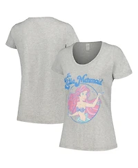 Mad Engine Women's Heather Gray The Little Mermaid Faded Ariel Scoop Neck T-Shirt