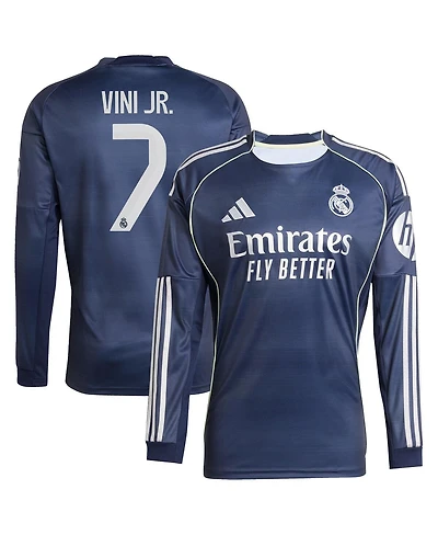 Adidas Men's Vini Jr. Blue Real Madrid 2025/26 Home Long Sleeve Replica Player Jersey